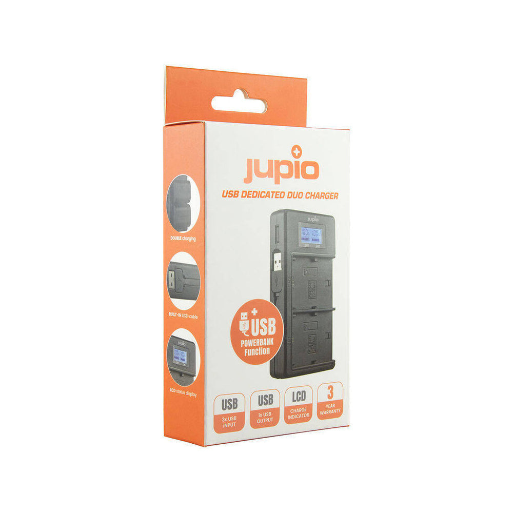 Jupio Dedicated USB Duo Charger w/ LCD For Sony Batteries NP-F550/F750/F970