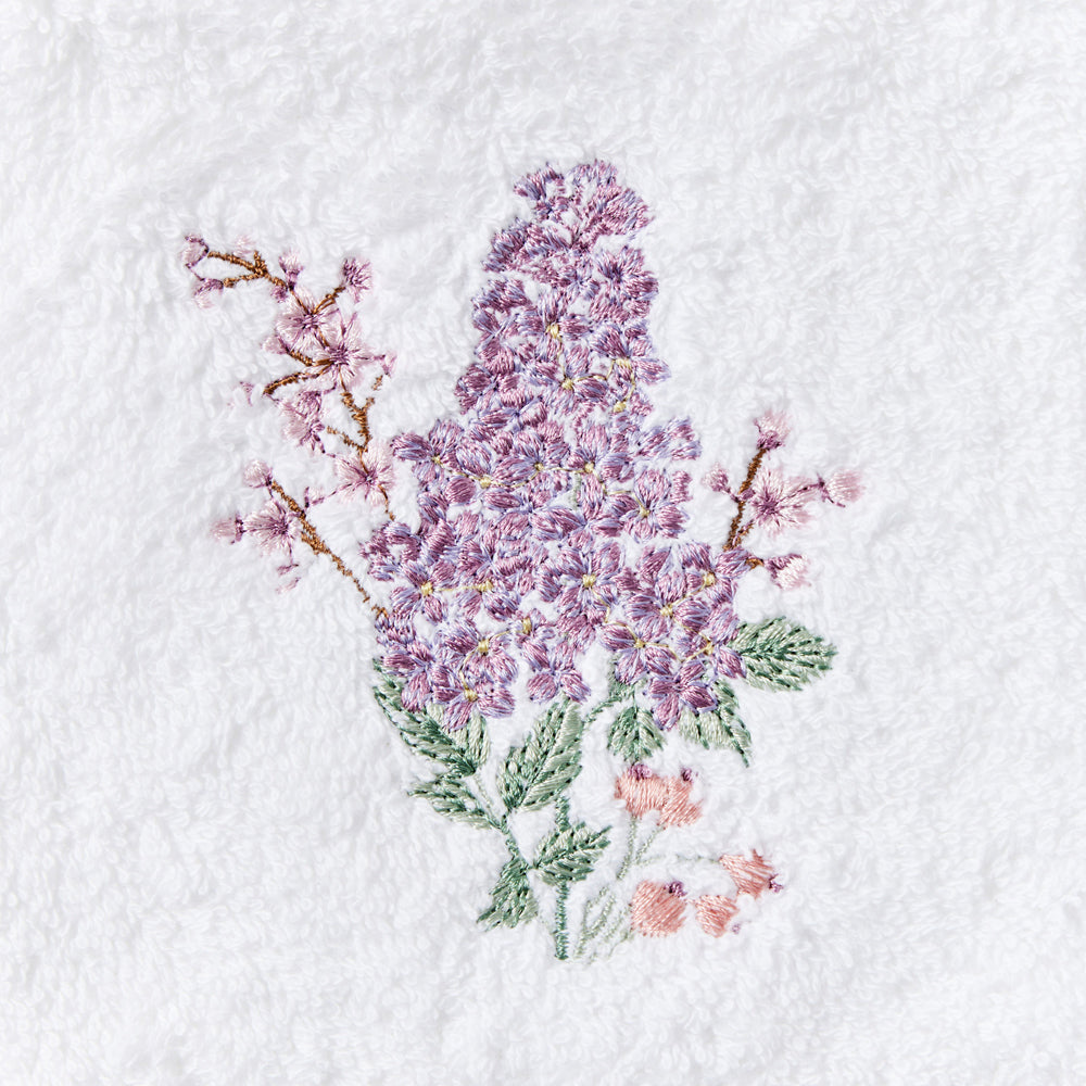 Pilbeam Living Cotton 32cm Lilac Bouquet Face Washer Cloth Hand Towel White — image 2