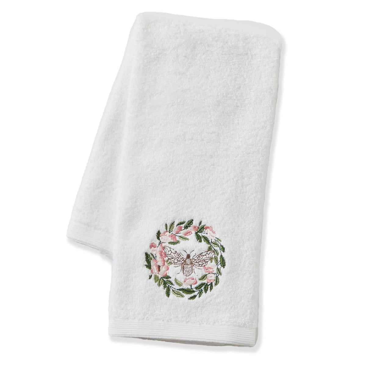 Pilbeam Living Floral Bee 42x65cm Cotton Hand Towel Absorbent Washer Cloth White