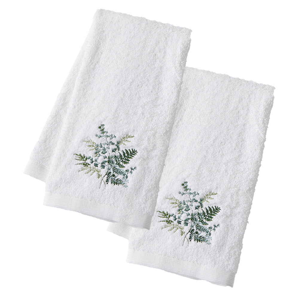 Pilbeam Living Maidenhair Decorative Embroidered Hand Towel Cotton 65x42cm (2 Pack)