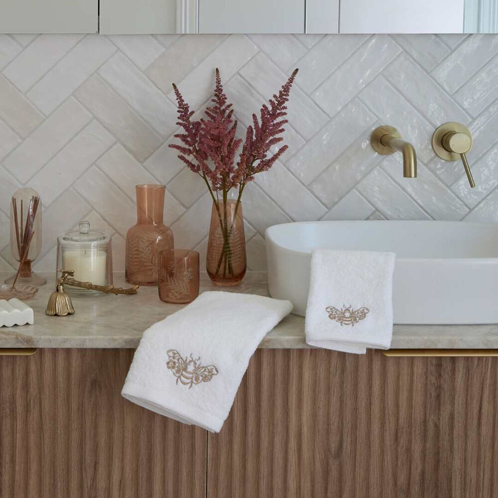 Pilbeam Living White Embroidered Beebee Hand Towel 100% Cotton Absorbent — image 2