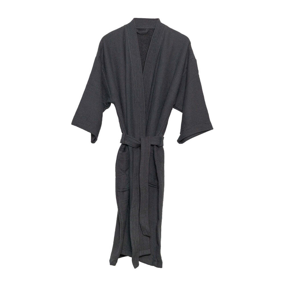 J. Elliot J.Elliot Camila 65x115cm Waffle CottonBathrobe w/ Pocket Men/Women Robe Coal — image 2