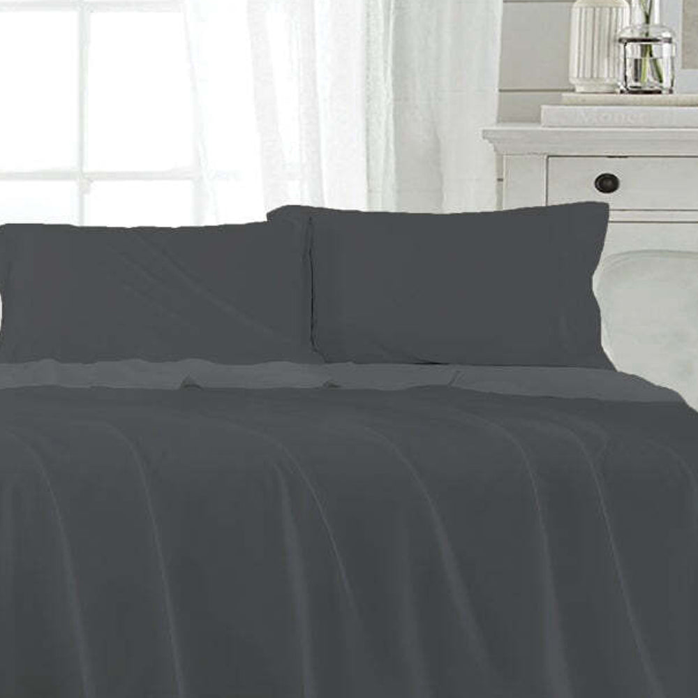 J. Elliot J Elliot Home Microfibre Queen Bed Sheet w/ Pillowcases Bedding Set Charcoal — image 2