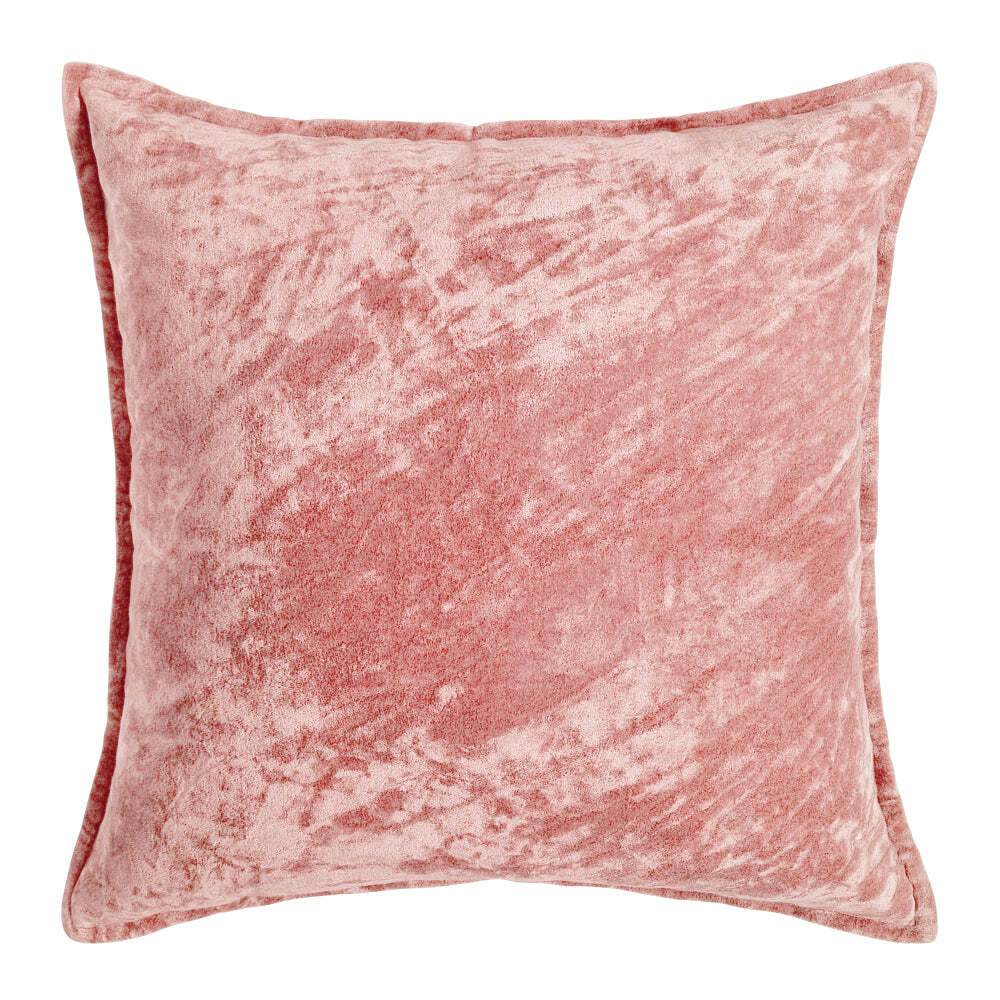 J. Elliot Home Veronica Luxurious Cotton Crushed Velvet Cushion 50x50cm — Blush