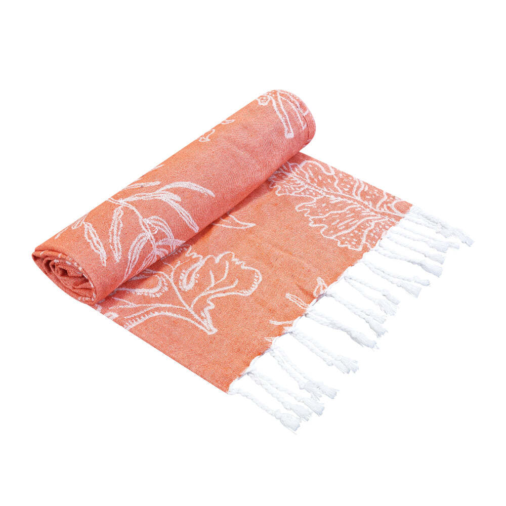 J. Elliot J.Elliot Home Coral Turkish Towel 90x180cm Tangerine & White
