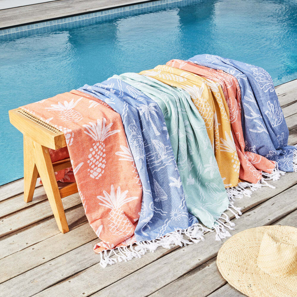 J. Elliot J.Elliot Home Coral Turkish Towel 90x180cm Tangerine & White — image 2