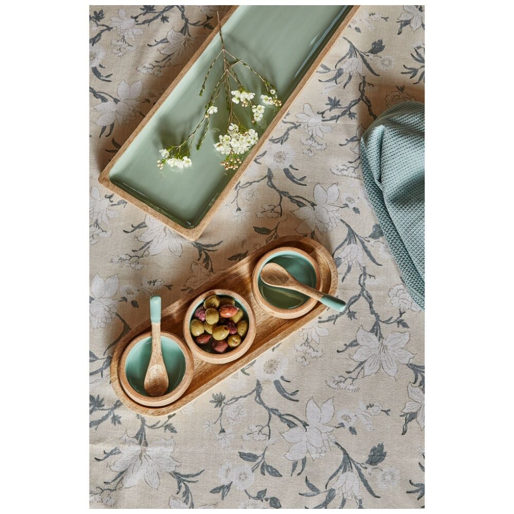 J.Elliot Home 35.5x13x5cm Green & Natural Corinne Serving Tray w/ Bowls Spoons — image 2