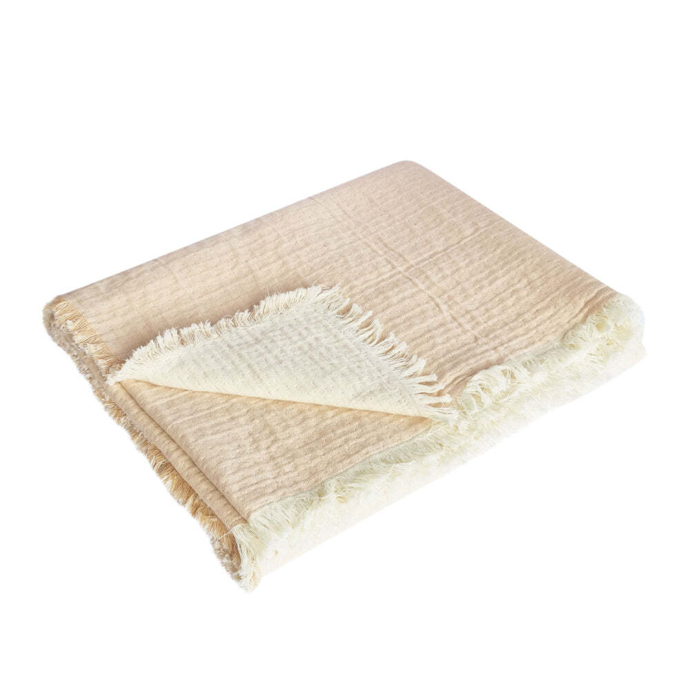 J. Elliot J.Elliot Home Hayley 130x160cm Cotton Throw Blanket Decor Warm Taupe & Cream