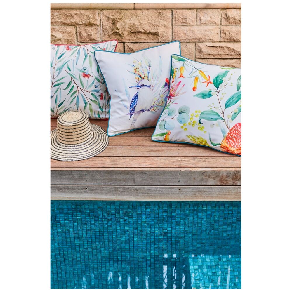 J.Elliot Home 50x50x12cm Green & Red Wattle Outdoor Cushion Pillow Decor — image 2