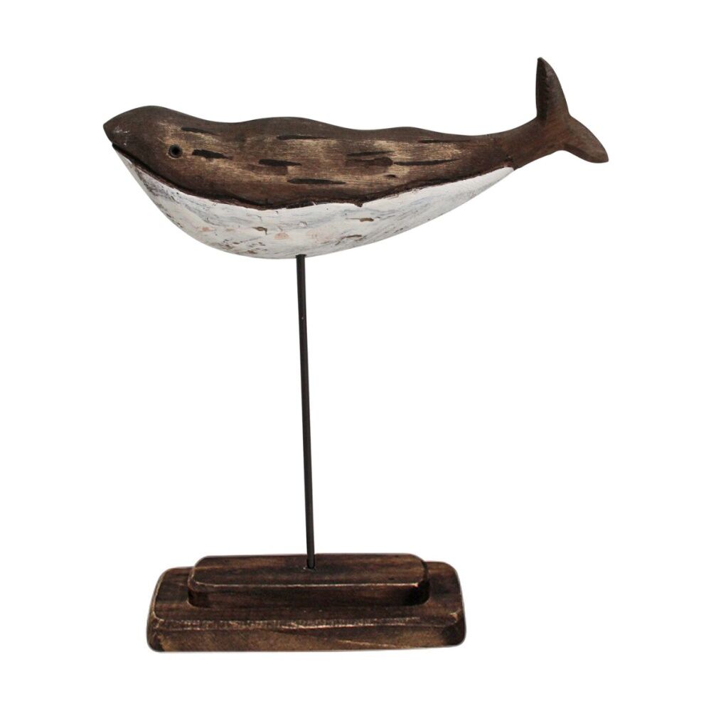 LVD Timber Wood 31cm Whale w/ Stand Home Decorative Statue Figurine Large Brown — image 2