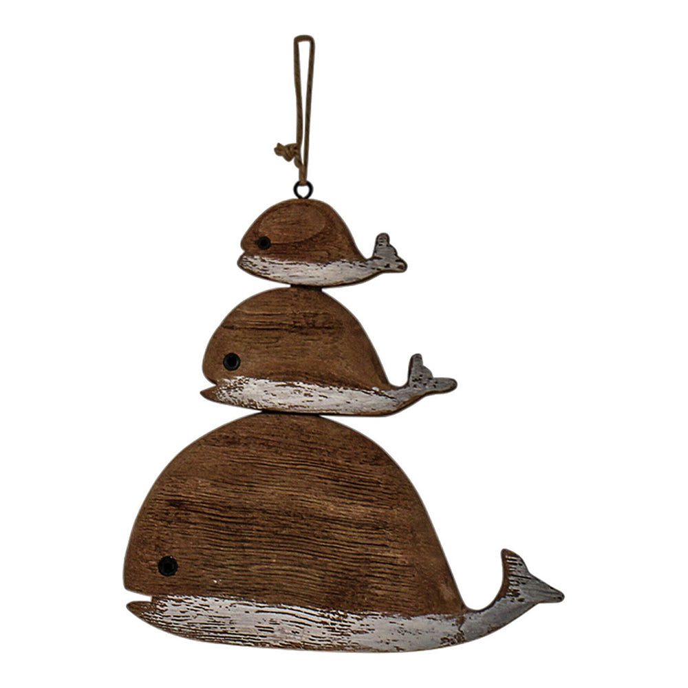 LVD Timber Wood 16cm Whale Stack Hanger Home/Office Decor Ornament Display Brown