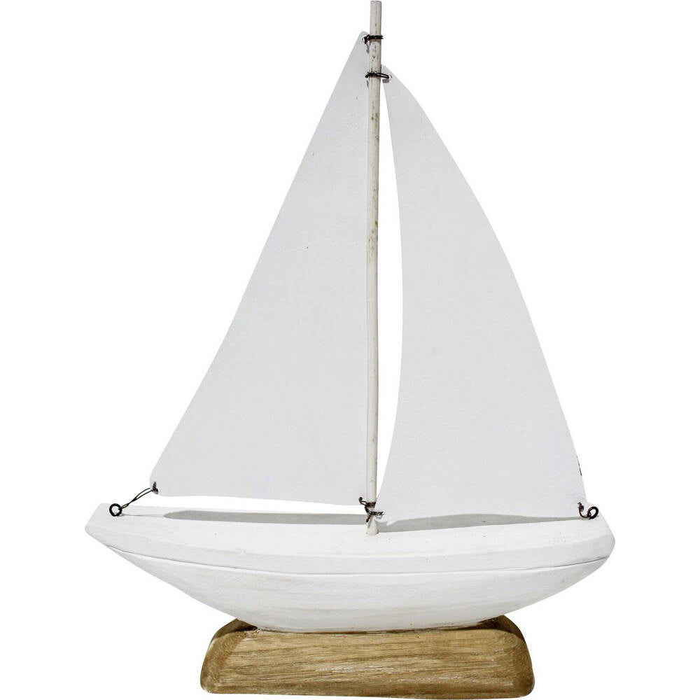 LVD Drift Sail Boat Figurine Home/Office Tabletop Display Decor 34cm White