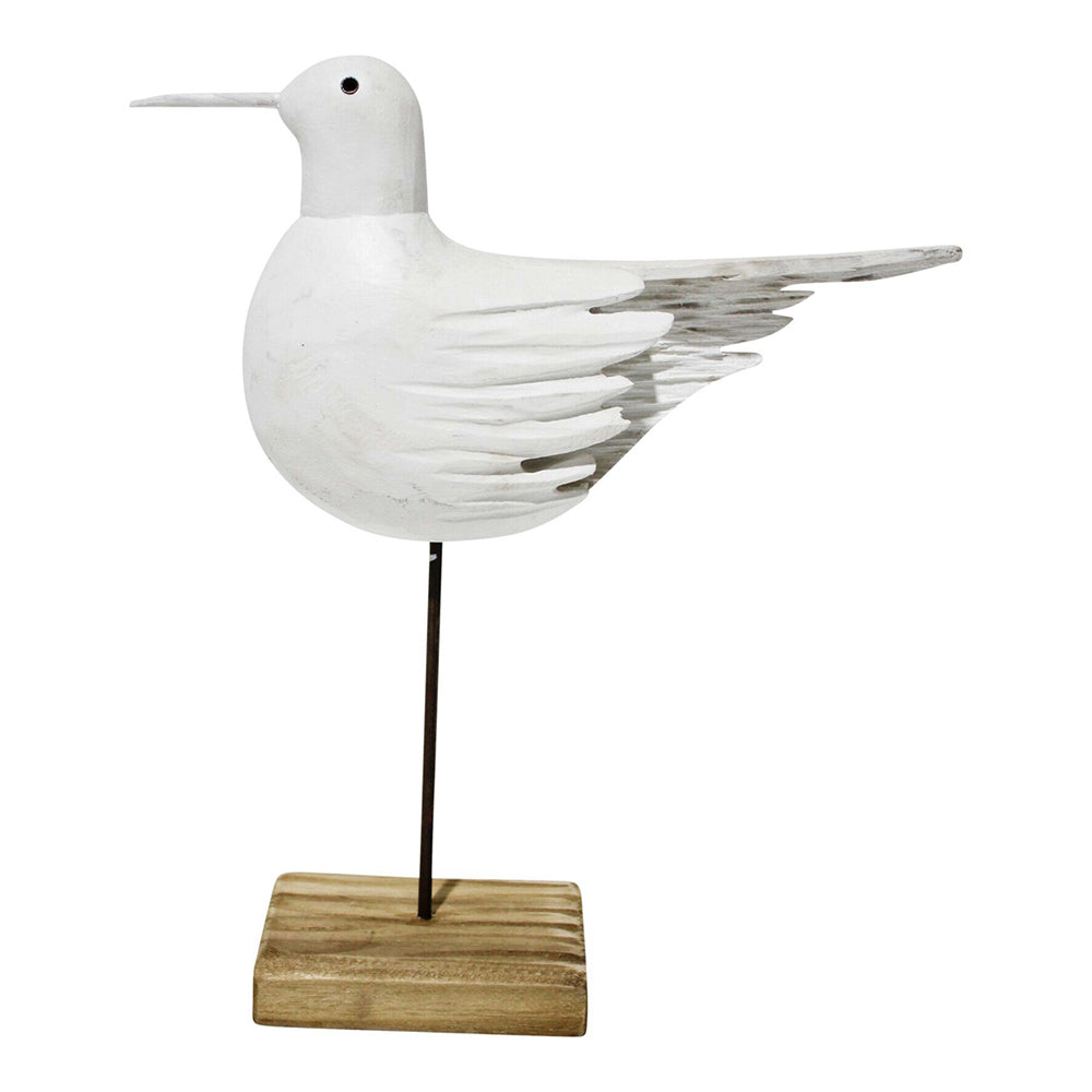 LVD Timber Wood 28cm Sea Bird w/ Stand Decorative Statue Figurine Ornament White