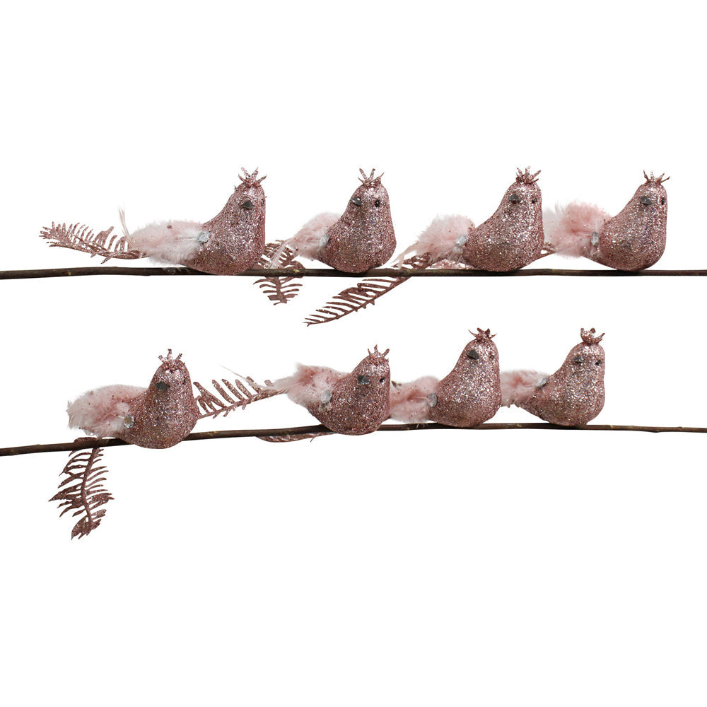 LVD Clip Birds Leaf Dusty Home/Living Room Christmas Tree Decor 16cm (8 Pieces)
