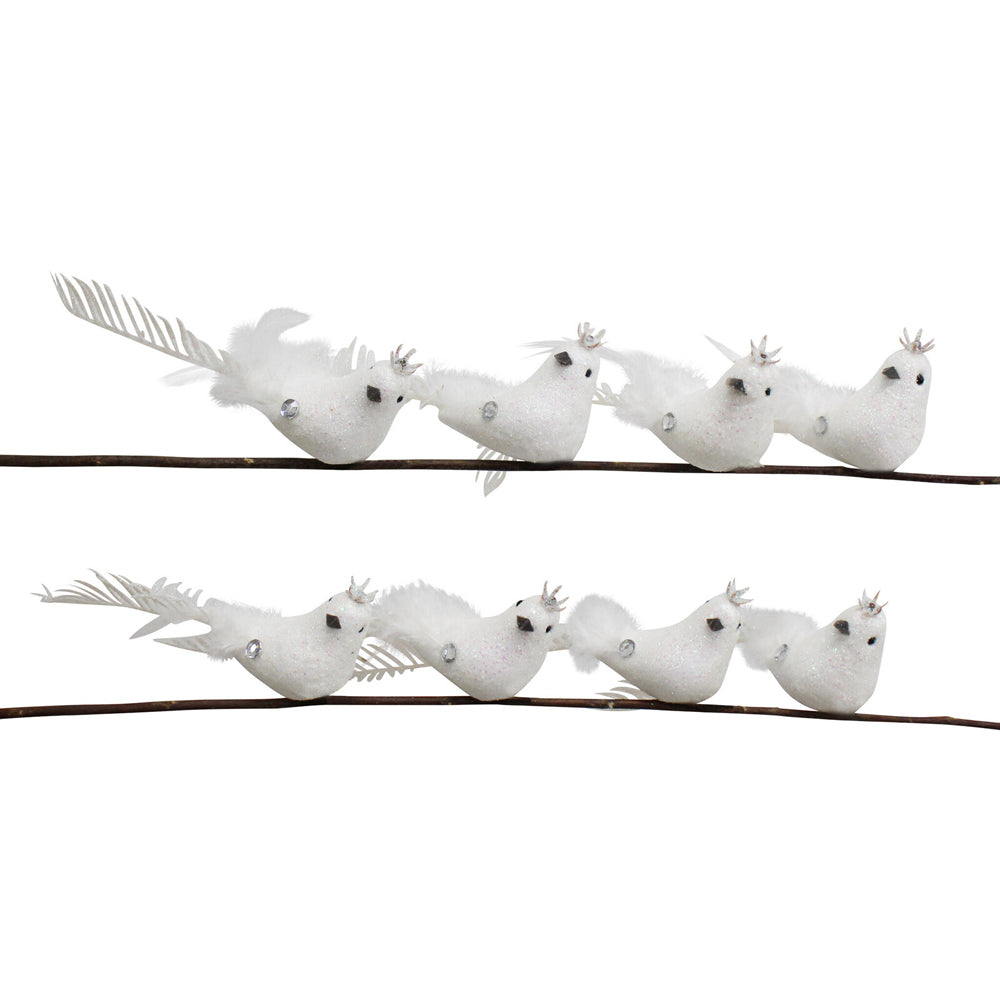 LVD Clip Birds Leaf Home/Living Room Xmas Tree Display Decor White 16cm (8 Pieces)