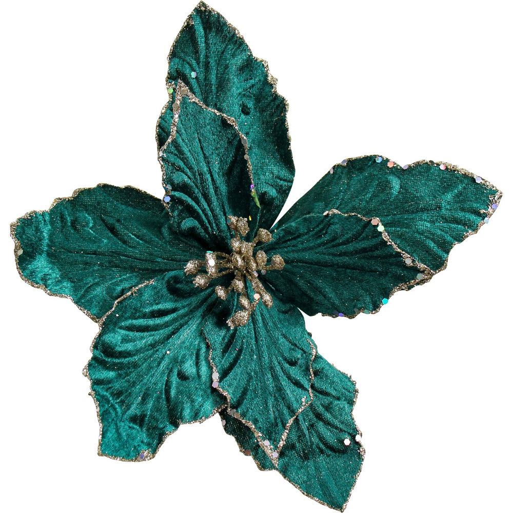 LVD Plastic Poly Velvet Flower Home/Living Room Xmas Tree Decor 23cm Jewel