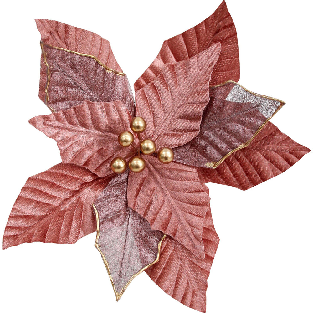 LVD Plastic Poly Velvet Flower Home X-mas Tree Display Decor 28cm Sienna