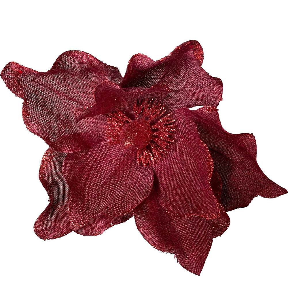 LVD Plastic Velvet Flower Home/Living Room Christmas Tree Decor 25cm Ruby