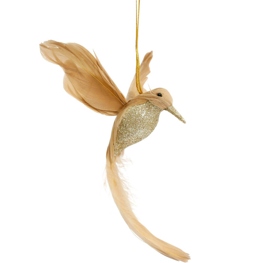 LVD Wall Hanging Bird Ornament Decor Small 11x18cm - Champagne (4 Pack) — image 2