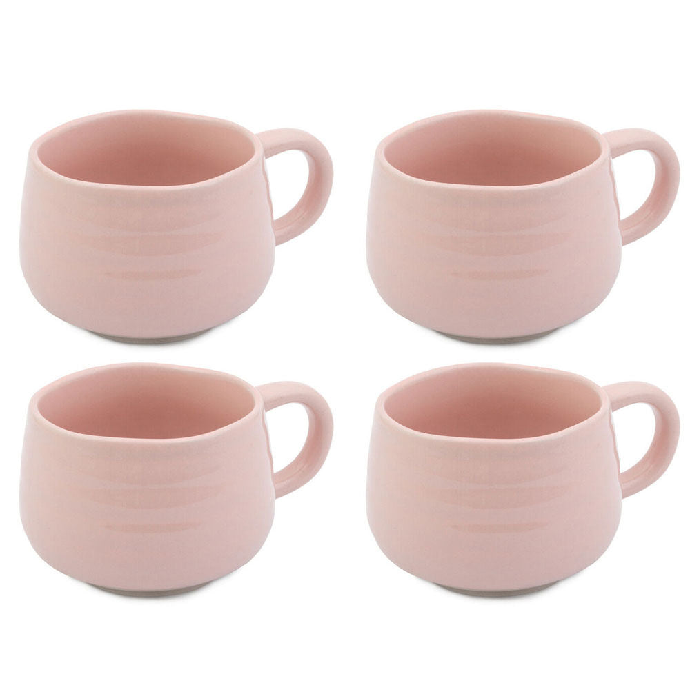 Jamie Oliver Big Love Cosy Cuppa Coffee Mug w/ Handle 375ml Stoneware Pink (4 Pack)