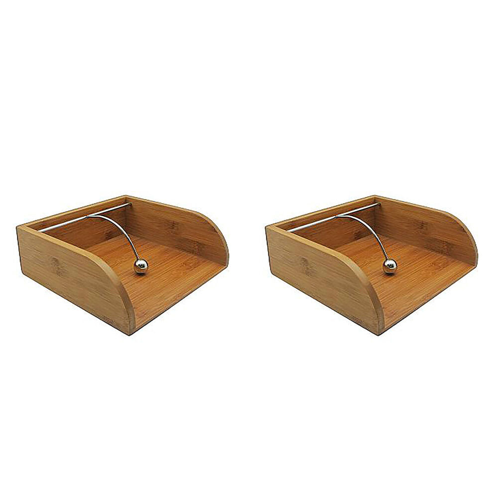 Essen Bamboo Napkin Holder 21x20x7 Dispenser Stainless Steel Tableware Beige (2 Pack)