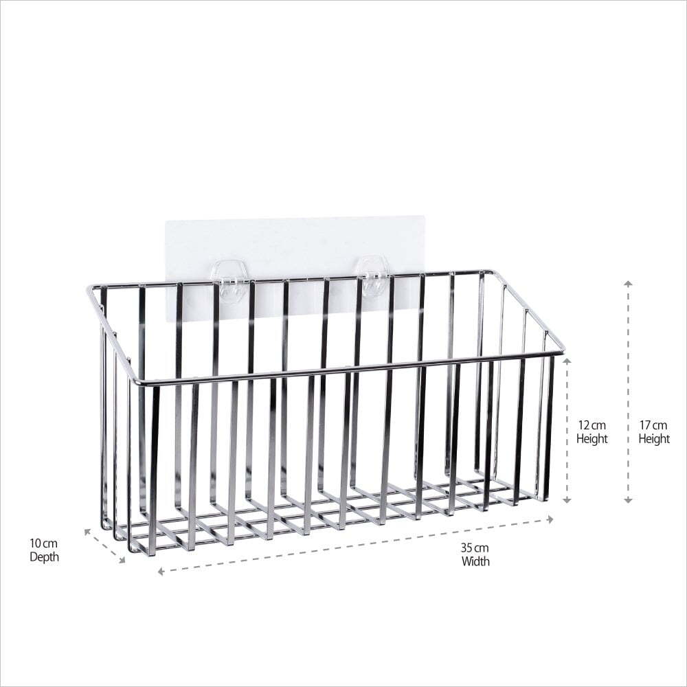 I-Hook Wall Mounted 35cm Stainless Steel Handy Suction Basket Organiser Silver — image 2
