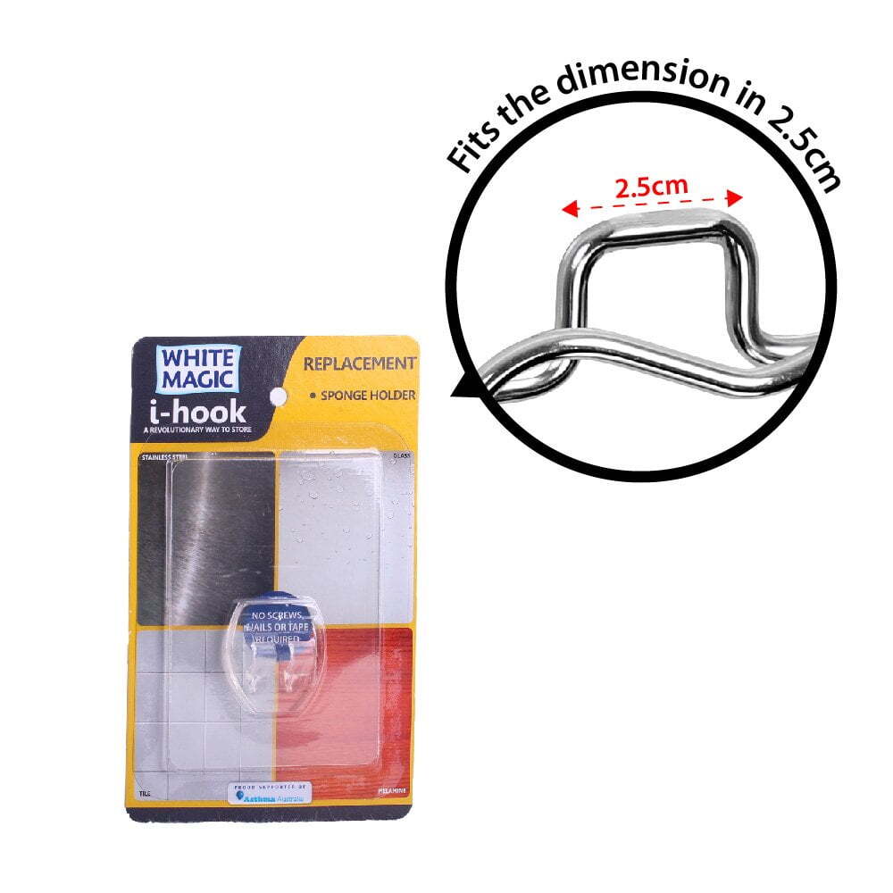 I-Hook Reusable R1 Replacement 8.8x6.2cm Wall Storage For Sponge Holder Clear (2 Pack) — image 2