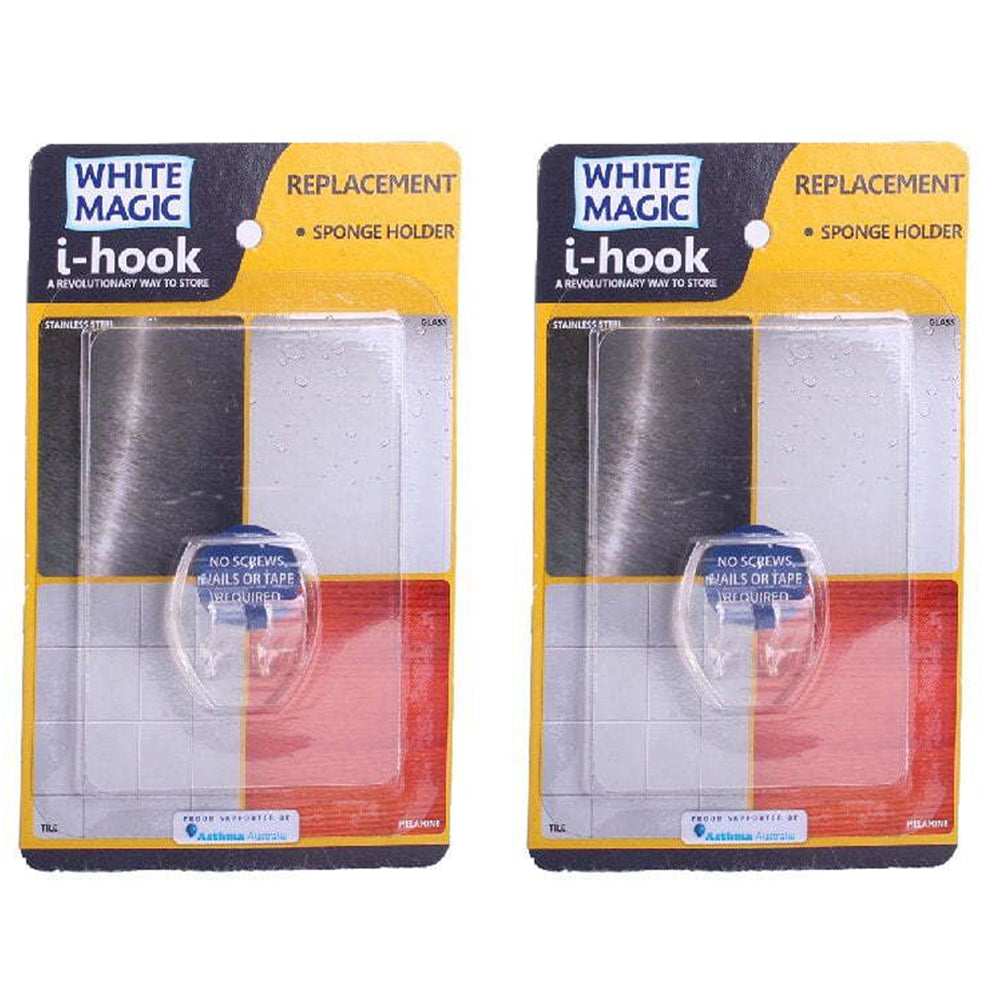 I-Hook Reusable R1 Replacement 8.8x6.2cm Wall Storage For Sponge Holder Clear (2 Pack)