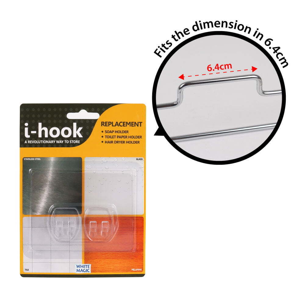 I-Hook R2 Replacement 10cm Wall Storage For Soap Holder - Clear (2 Pack) — image 2