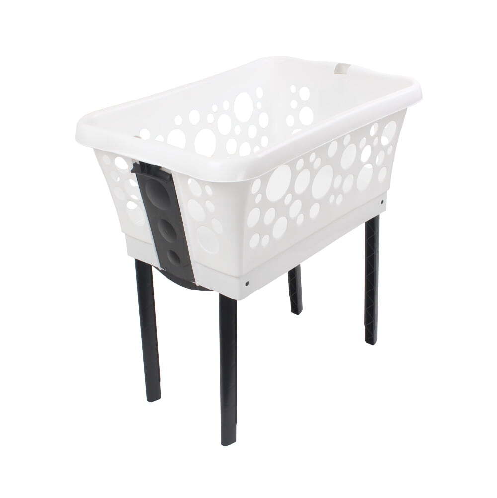 White Magic Plastic 50L Laundry Basket Clothes Standing Organiser Bin w/ Legs — image 4
