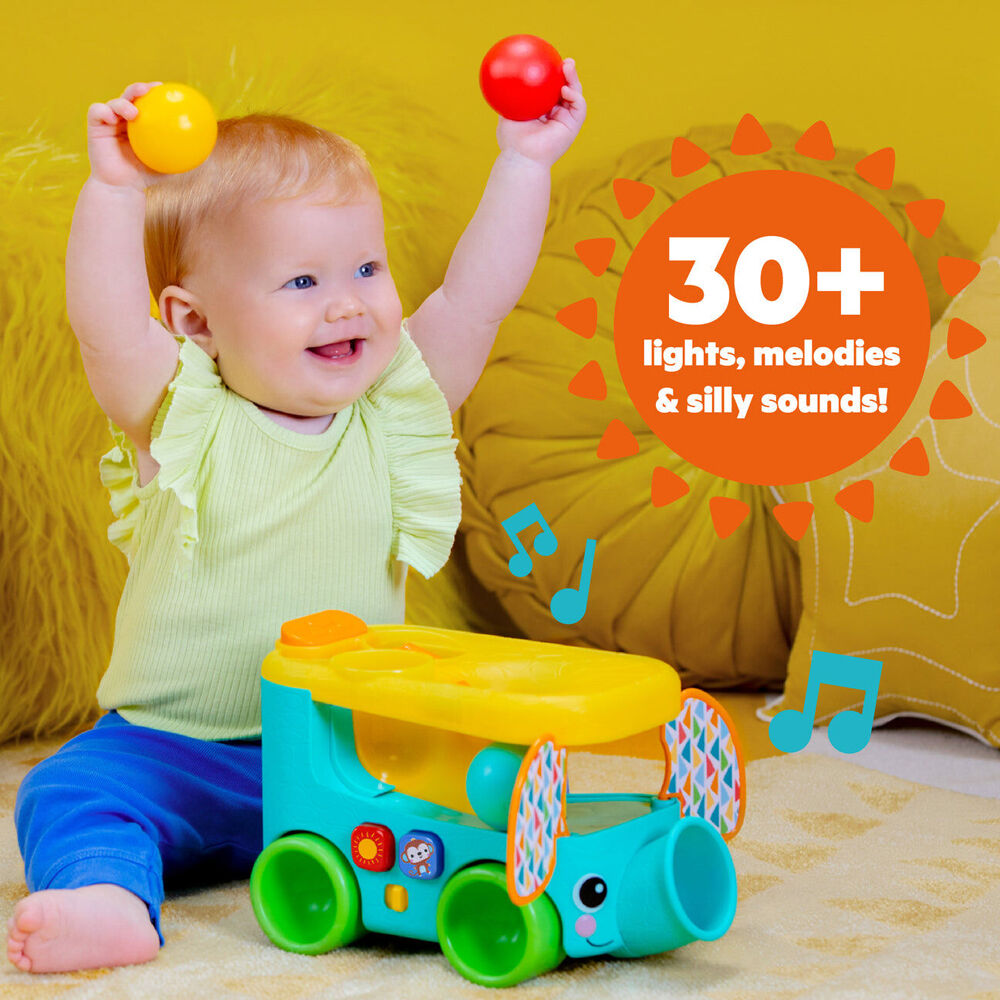 Bright Starts 6m+ Pop & Roll Safari Bus Ball Baby Play Toy w/Lights Sounds — image 2