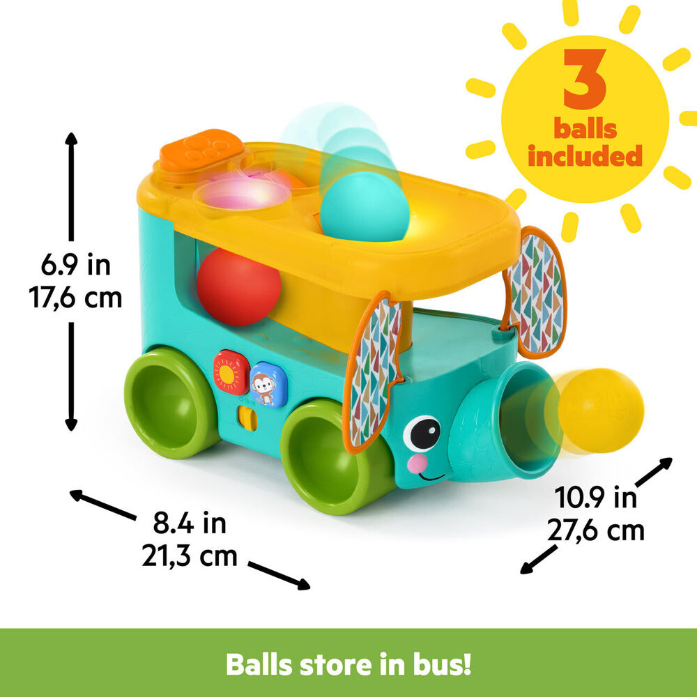 Bright Starts 6m+ Pop & Roll Safari Bus Ball Baby Play Toy w/Lights Sounds — image 5
