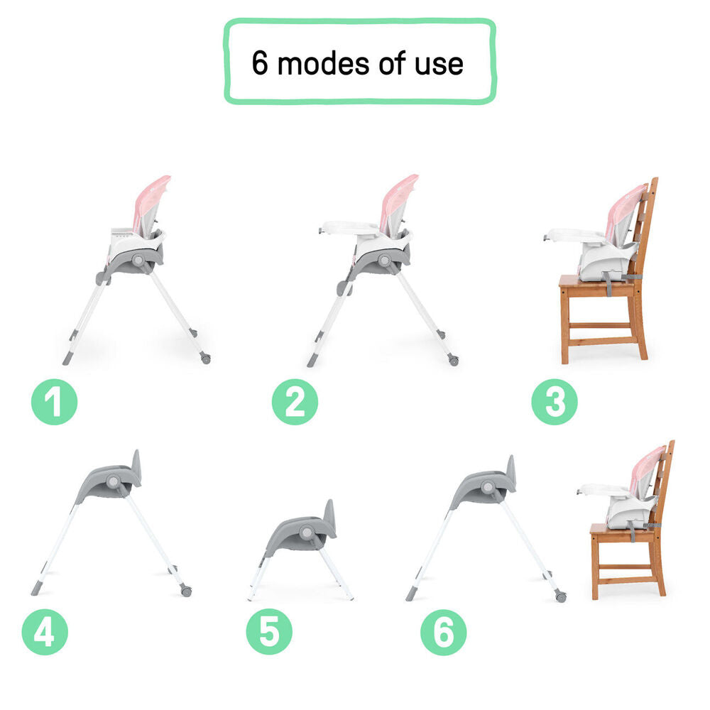 Ingenuity Pink 6m+ Trio Foldaway 6-in-1 Baby High Chair w/Detachable Booster — image 2