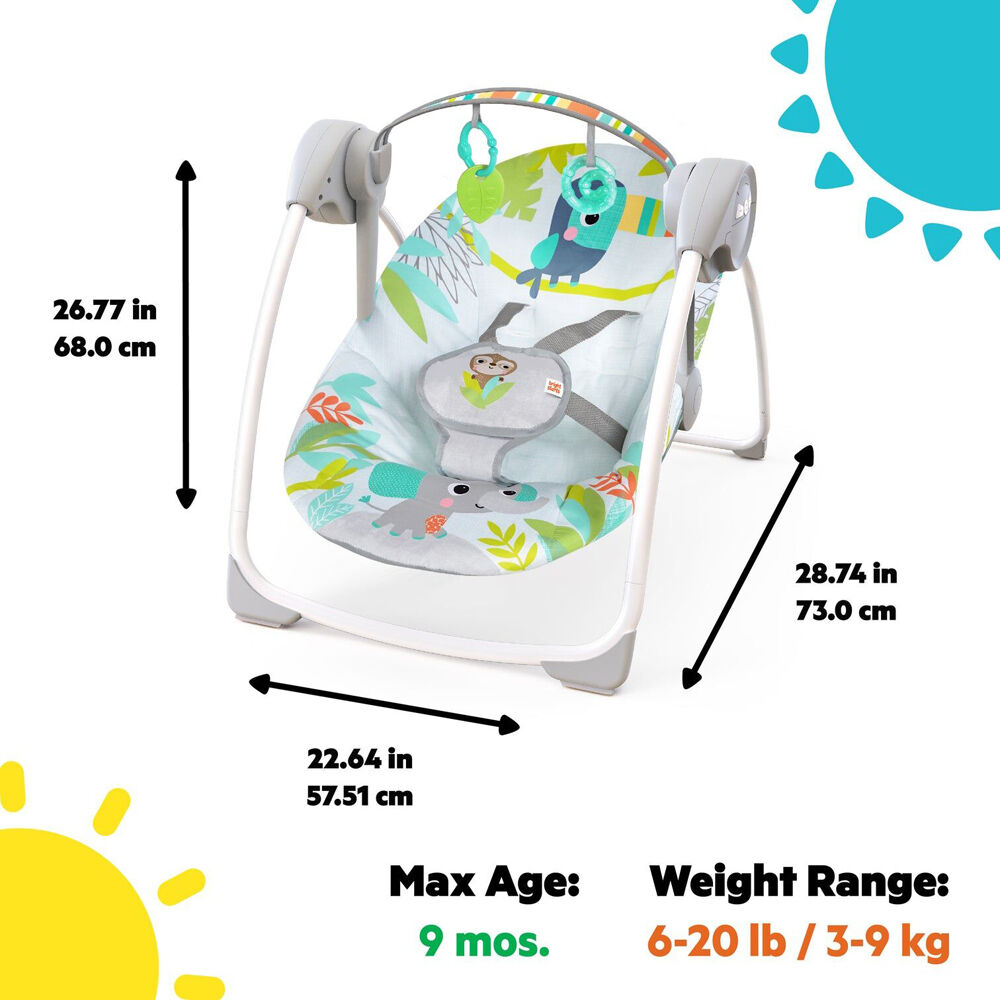 Bright Starts 0m+ Rainforest Vibes Portable Baby Swing w/6 Speeds & 10 Sounds — image 6