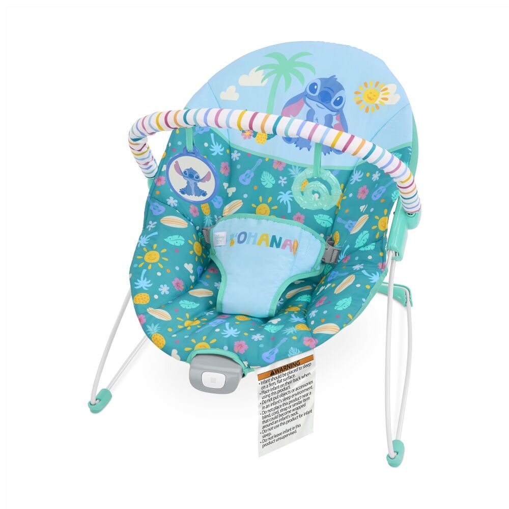 Bright Starts 0m+ Stitch Ohana Paradise Vibrating Newborn Baby Bouncer