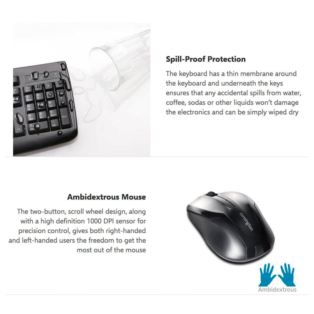 Kensington Pro Fit Wireless Mouse And Keyboard Set Spill Proof Black — image 4