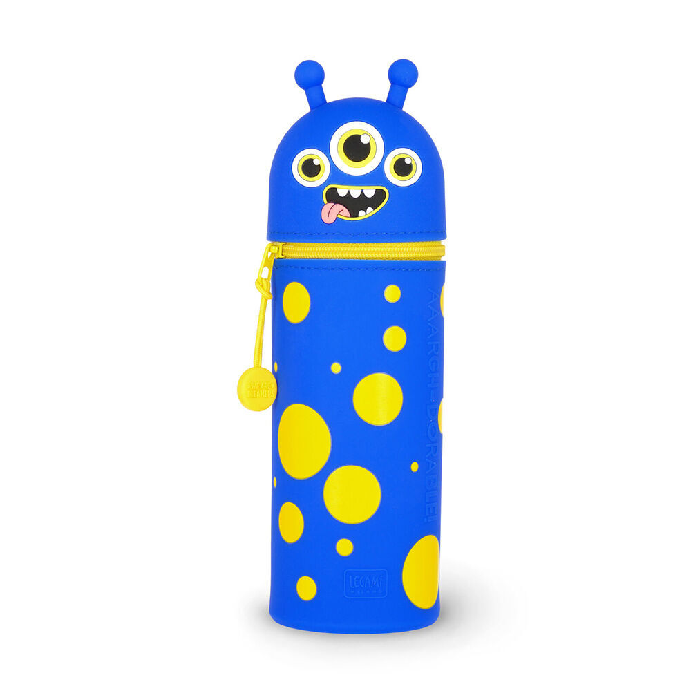 Legami 2-in-1 Silicone Pencil Case Stationery Organiser Blue Kawaii Monster (2 Pack) — image 2