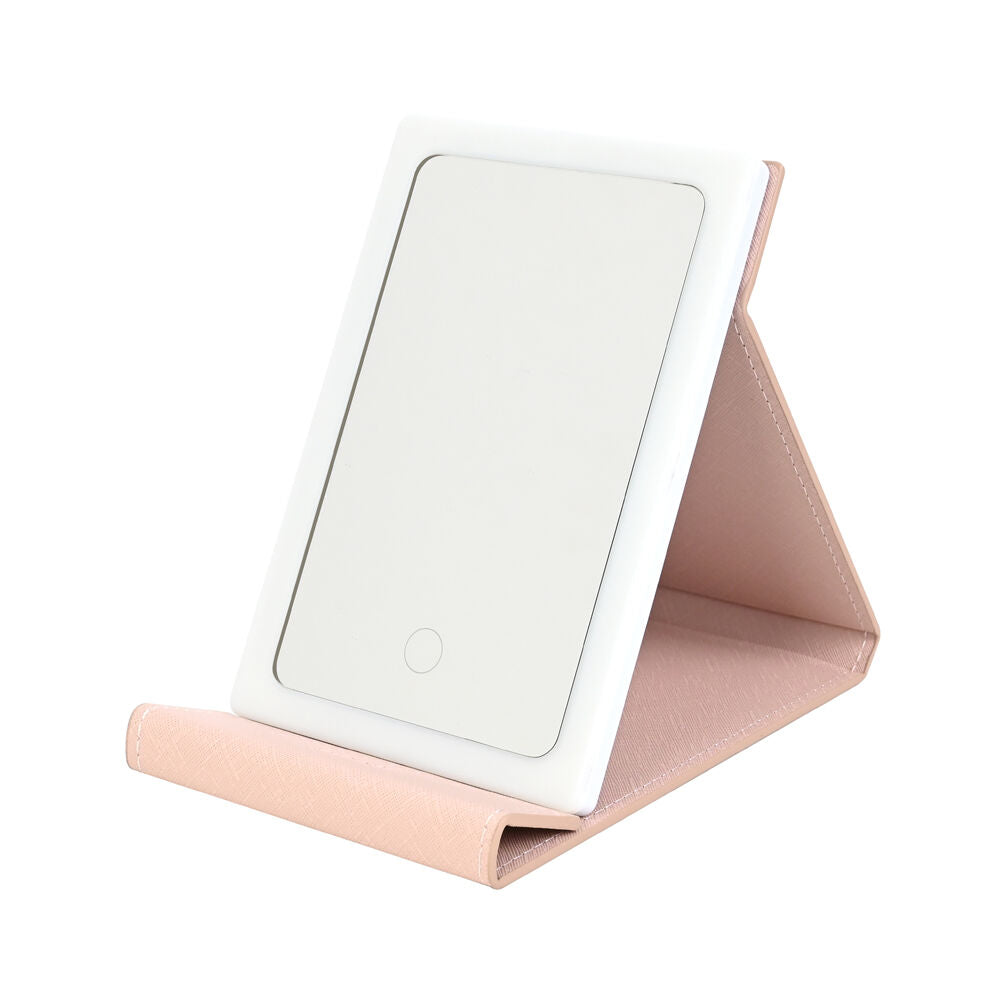 Kate Hill 21x14x2cm Blush LED Rechargable USB Cable Light Up Travelling Mirror