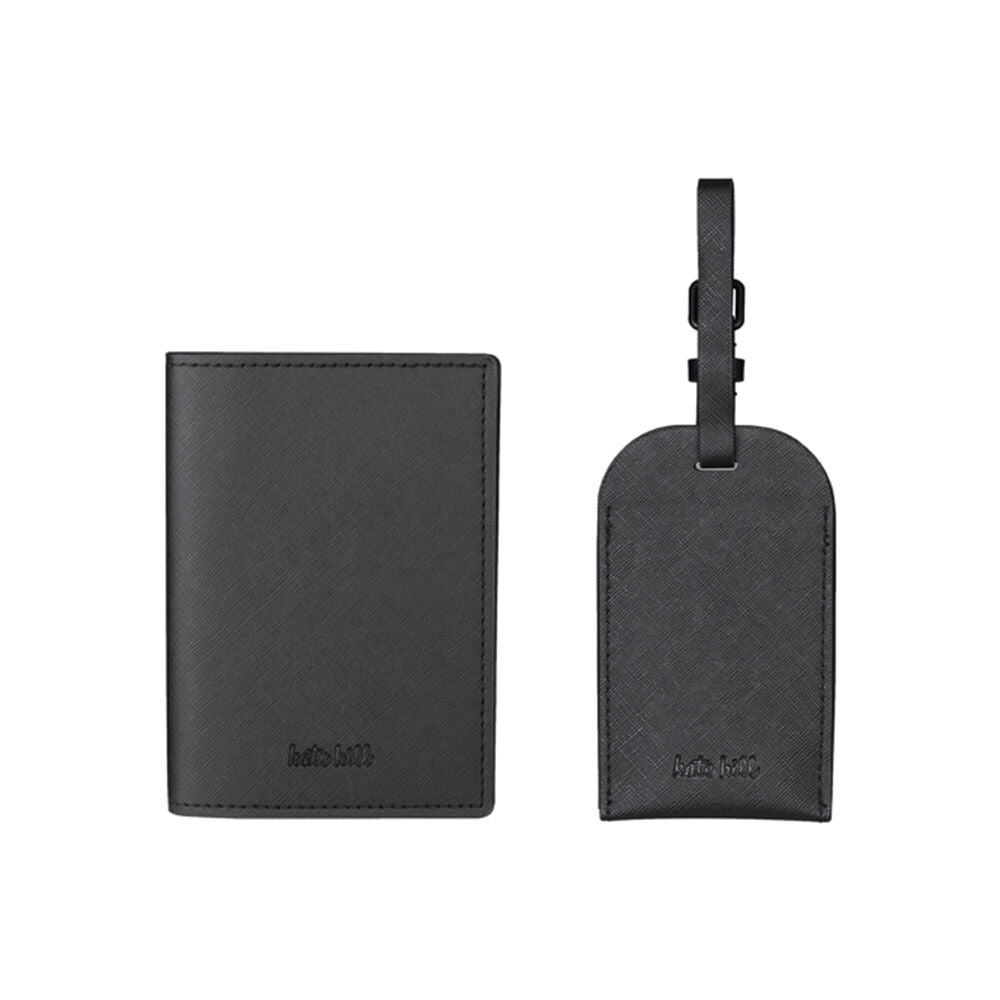 Kate Hill Black Passport Holder Wallet & Adjustable ID Luggage Tag Gift Set