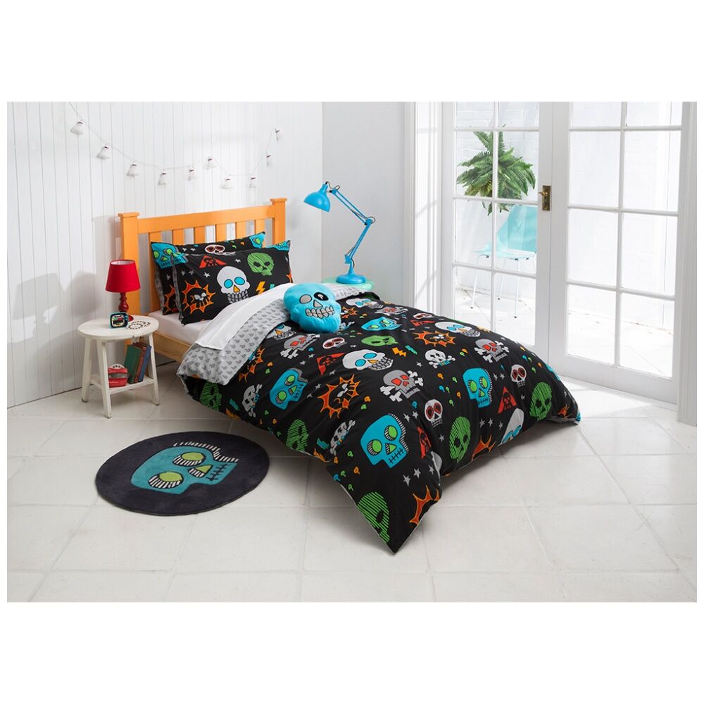 Kas Australia Skulls Quilt Cover Set Multi Poly Cotton Home BedLinen - Double