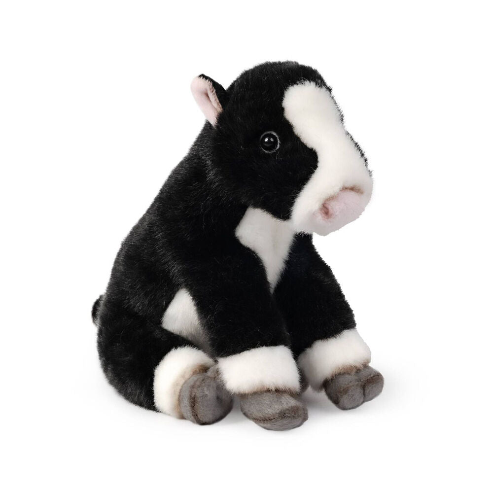 Living Nature Sitting Friesian Calf Stuffed Animal Plush Soft Toy 19cm Black 0y+