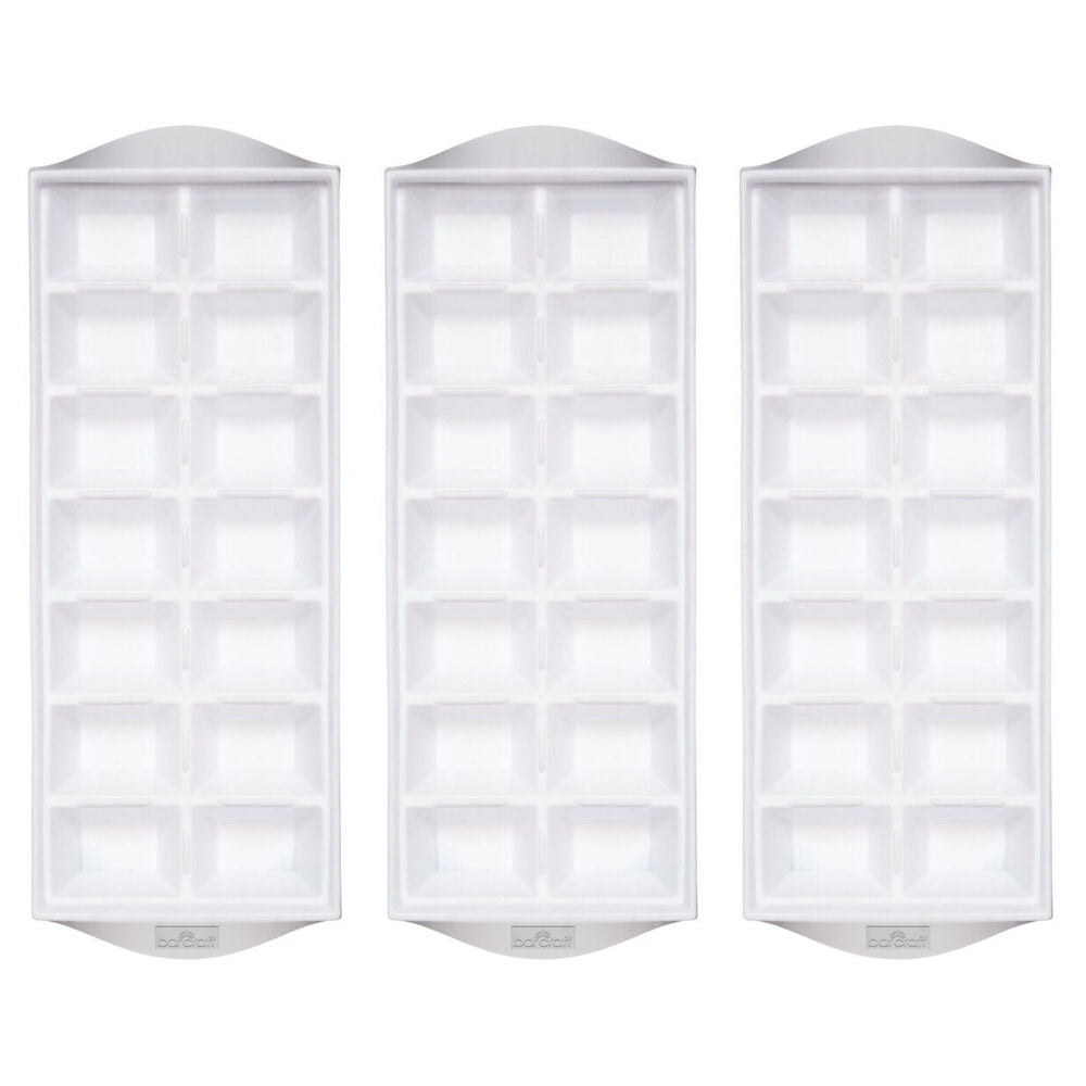 Barcraft Plastic Flexible 14-Ice Cube Tray Large Square Mould/Mold White (3 Pack)