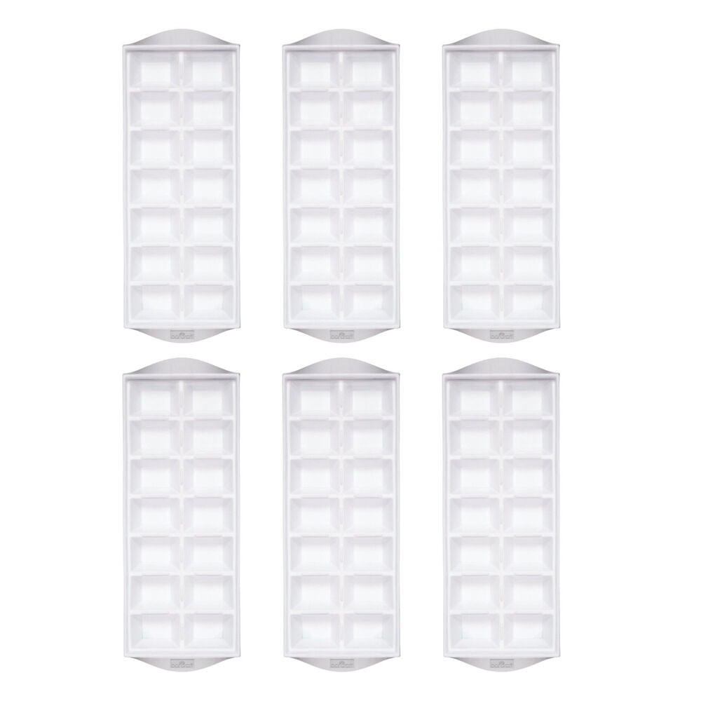 Barcraft Plastic Flexible 14-Ice Cube Tray Large Square Mould/Mold White (6 Pack)