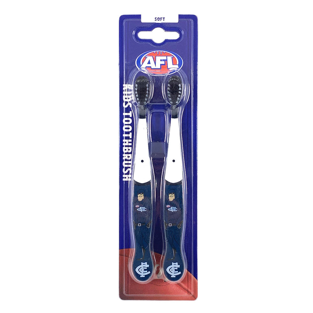Afl 2pc AFL Mascot Kids/Children Soft Bristles Toothbrush Carlton Blues 3y+ (5 Pack) — image 2