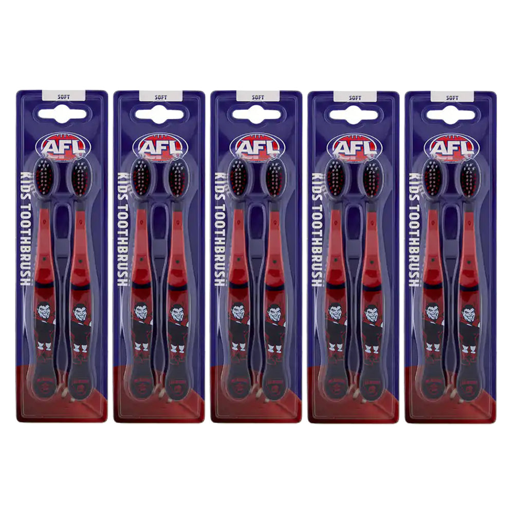 Afl 2pc AFL Mascot Kids/Children Soft Bristles Toothbrush Melbourne Demons 3y+ (5 Pack)