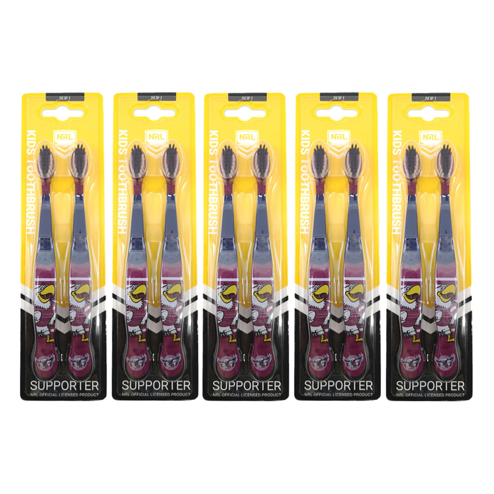 NRL 2pc NRL Mascot Manly Sea Eagles Kids/Toddler Soft Toothbrush 3y+ (5 Pack)