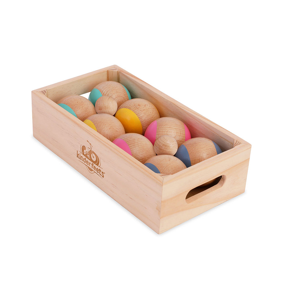 Kinderfeets Boules w/ Box Kids/Children Wooden Outdoor Fun Play Toy 3y+ (10 Pieces)