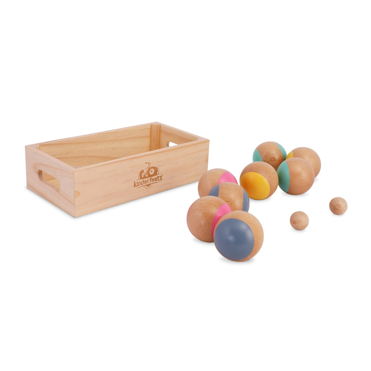 Kinderfeets Boules w/ Box Kids/Children Wooden Outdoor Fun Play Toy 3y+ (10 Pieces) — image 2