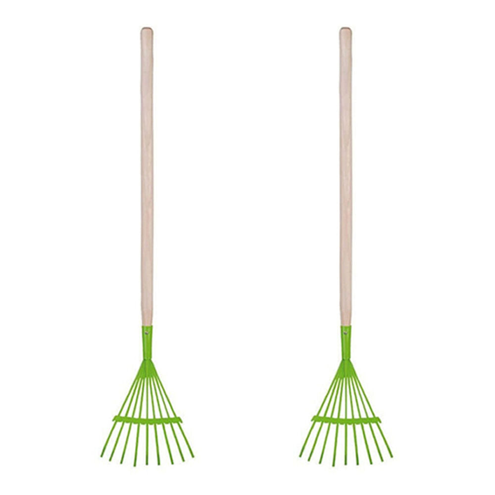Esschert Design Kids/Children's Lawn Rake Pretend Play Gardening Toy Green (2 Pack)