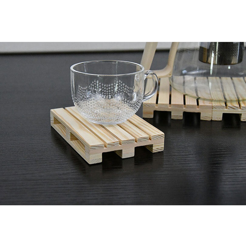 Kge Mini Wooden Pallet Glass Coasters/Mats For Beverages Drink Cups Beers Home/Bar — image 3